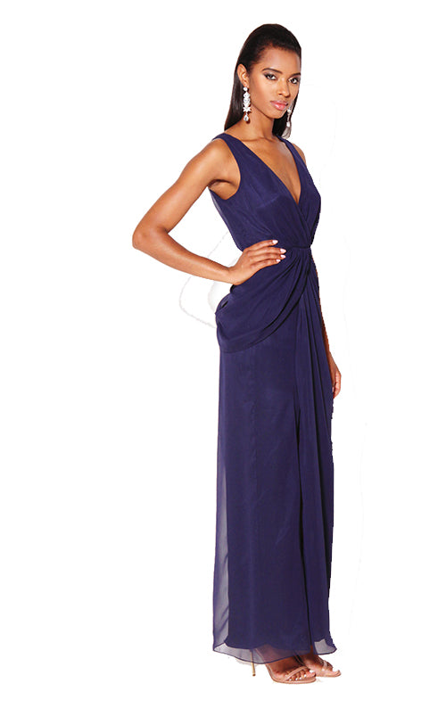 Windsor Drap Front Maxi Gown - Navy ...